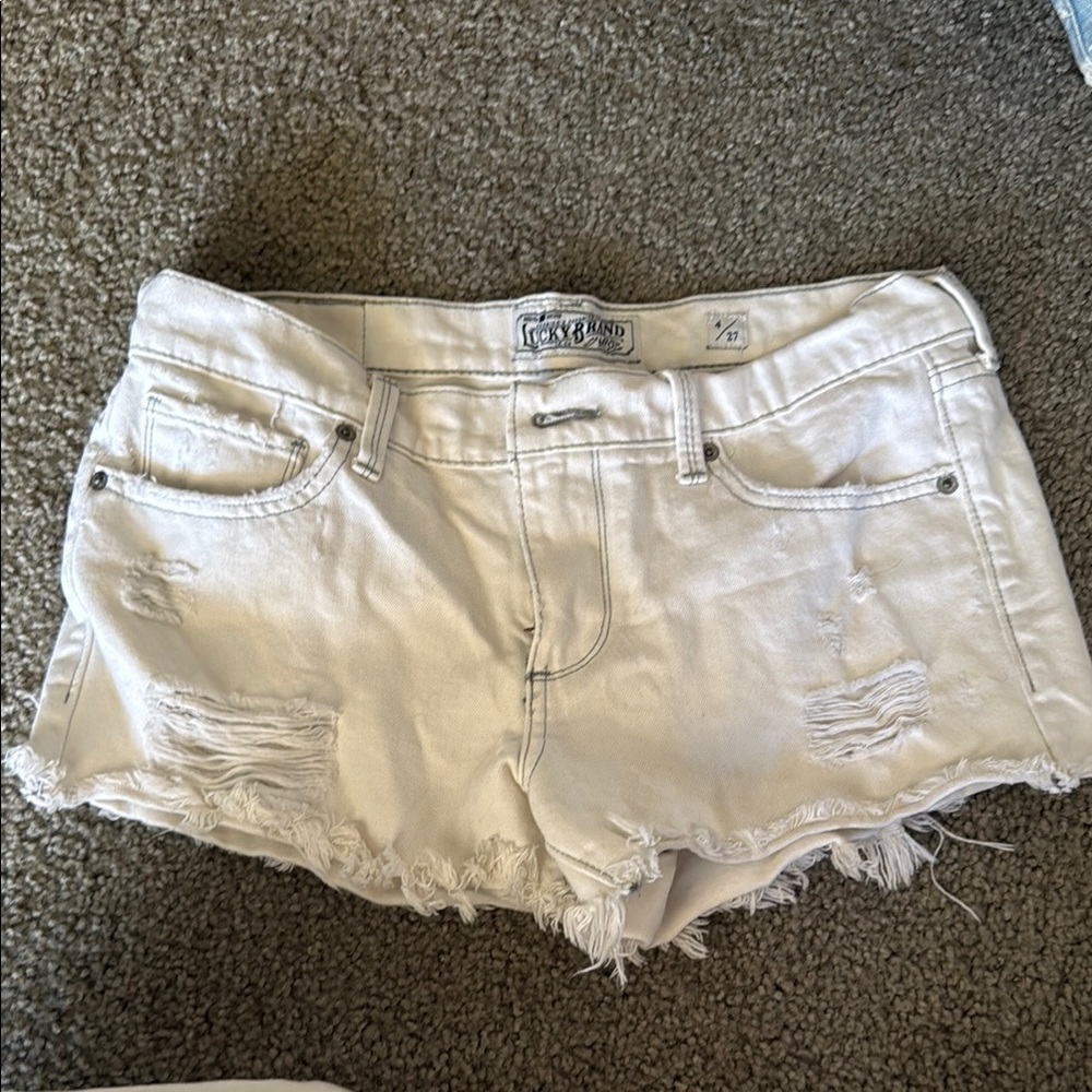 Lucky brand White Jean Shorts with Distressed Details